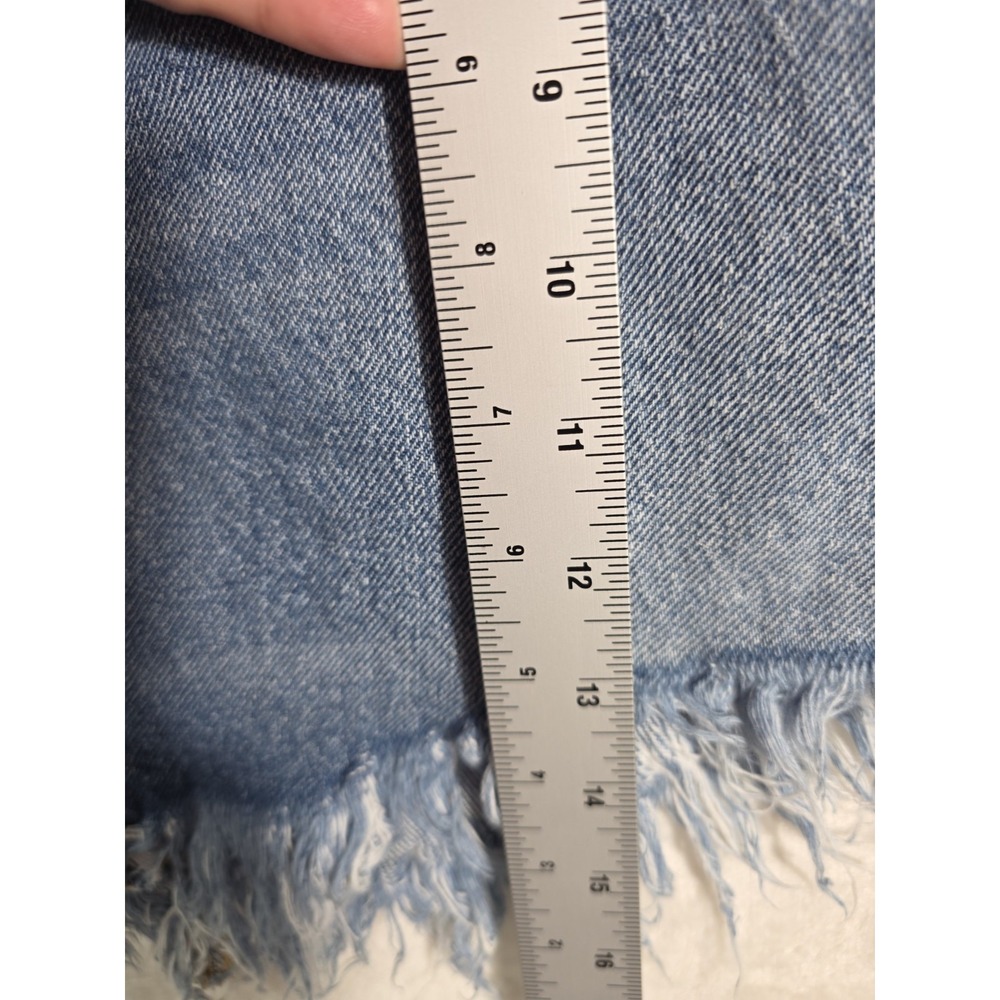 Free People We The Free Denim Mini Skirt 26 High Rise Raw Frayed Hem Blue Jean - Picture 11 of 11